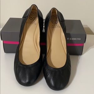 Black Leather Ballet Flats